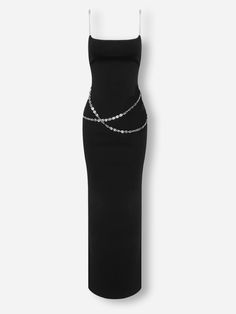 Elegant Backless Dress With Chain Strap, Spaghetti Strap Dresses With Chain Strap For Night Out, Elegant Spaghetti Strap Bandage Dress For Night Out, Elegant Bandage Dress With Spaghetti Straps For Evening, Chic Evening Bandage Dress With Spaghetti Straps, Elegant Evening Bandage Dress With Spaghetti Straps, Elegant Spaghetti Straps Bandage Dress For Evening, Elegant Bodycon Strapless Maxi Dress, Formal Bodycon Maxi Dress With Spaghetti Straps