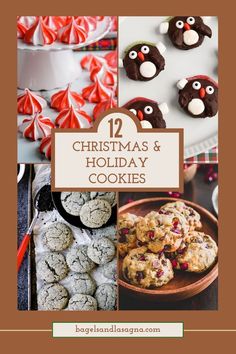 twelve christmas and holiday cookies are featured in this collage with the words, 12 christmas & holiday cookies