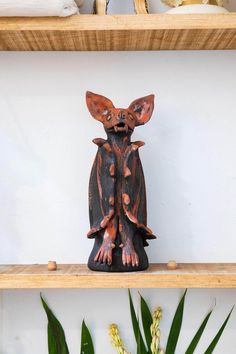 Pollinator Bat Sculpture by Adrián Martínez Alarzón | Wool+Clay Zapotec Civilization, Bat Sculpture, Healing Crystals Decor, Corn Fields, Mexican Folklore, Brooklyn Candle Studio, Ceramic Sculpture Figurative, Candle Studio, Modern Pet