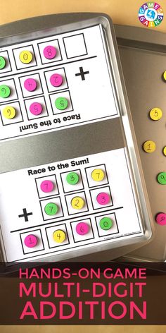 hands - on game multi - digit addition for kids to practice numbers and counting skills