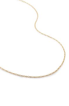 This dainty chain necklace made from recycled 18-karat gold vermeil makes a sophisticated statement on its own or when paired with a favorite charm or locket. Exclusive US retailer 18" length; 2" extender Recycled 18k-gold plate Imported Recipient of the Butterfly Mark certification, which identifies luxury brands that adhere to social and environmental best practices This brand meets Nordstrom Responsible Brands criteria: brand adheres to responsible social and environmental practices Delicate Rolo Chain Necklace, Dainty Yellow Gold Oval Link Chain Necklace, Elegant Charm Necklace With Delicate Chain In Recycled Gold, Elegant Charm Necklaces With Delicate Chain In Recycled Gold, Elegant Recycled Gold Charm Necklace With Delicate Chain, Dainty Charm Necklace With Cable Chain And Oval Link, Dainty Pendant Chain Necklace With Figaro Chain, Dainty Pendant Necklace With Figaro Chain, Delicate Pendant Charm Necklace With Cable Chain