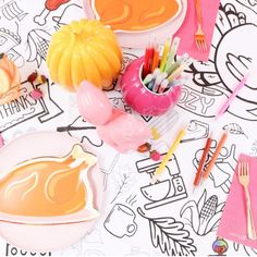 an assortment of children's art supplies on a table