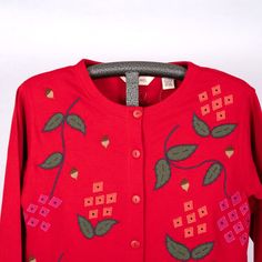 Nwt Vintage Bechamel Red, Fall-Themed, Embroidered Tunic Top; Acorns & Leaves; Women's Size Small; Shoulder Pads; Button Front; 100% Cotton. Made In Hong Kong. This Item Is In New Condition (New With Tags--Nwt). Measurements: Pit-To-Pit: 20 1/2" Length From Shoulder Seam To Bottom Hem: 29" Cottage Fairy Cottage Fairy, Acorn Leaf, Fall Acorns, Fall Cardigans, Red Fall, Embroidered Tunic Top, Small Cottage, Embroidered Cardigan, Embroidered Tunic