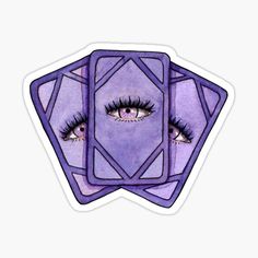 two purple stickers with eyes and eyelashes in the shape of an octagon