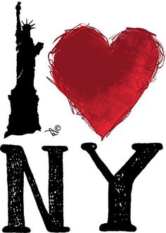 i love new york with the statue of liberty in the center and red heart above it