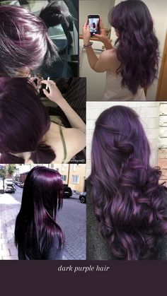 Peekaboo Hair Color Purple, Purple Skunk Hair, Blackberry Hair, Dark Purple Hair Color, Haircut Women, Wine Hair, Cuts For Fine Hair