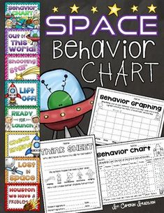 the behavior chart for space is shown in this classroom bulletin board with text and pictures