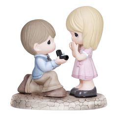 Precious Moments ''Will You Marry Me'' Boy Proposing to Girl Figurine, Multicolor Precious Memories Figurines, Precious Moments Wedding, Precious Moments Dolls, Pittsburgh Sports, Precious Moments Figurines, Porcelain Jewelry, Bisque Porcelain, Boy And Girl, Porcelain Dolls