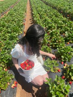 Strawberry Patch Photoshoot, Strawberry Field Photoshoot, Strawberry Picking Photography, Strawberry Picking Aesthetic, Strawberry Picking Outfit, Strawberry Field, Strawberry Girl, Strawberry Picking