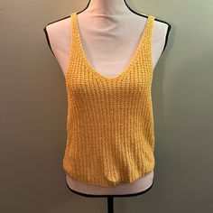 Moon & Madison Yellow Crochet, Looking Yellow Top. This Is Such A Cute Little Top Size Large Nwt Yellow V-neck Top For Beach Season, Fitted Yellow Tank Top For Beach Season, Yellow Beach Tank Top, Yellow Tank Top For The Beach, Yellow Casual Tank Top For Beach Season, Casual Yellow Tank Top For Beach Season, Gold V-neck Beach Top, Gold V-neck Top For Beach, Yellow V-neck Tank Top For Beach