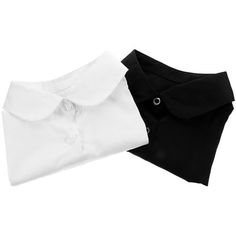 two black and white shirts with collars on each shirt, one is folded up