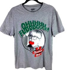 A Christmas Story Ralphie Tee T-Shirt Size Large Gray Oh Fudge! New Without Tag Large Unisex A Christmas Story Ralphie Tee Oh Fudge! Nwot Large Holiday Tee Short Sleeve Oh Fudge, Christmas Story, A Christmas Story, Fudge, Womens Tops, Tops & Tees, Grey, Christmas, Red