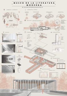 an architectural diagram shows the various sections of a building with different levels and heights, including two