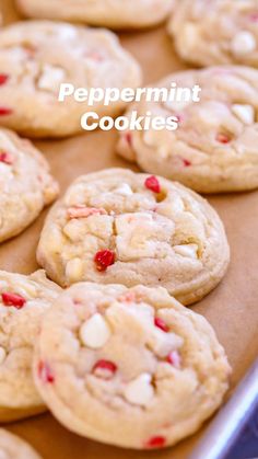 Peppermint Cookies  •   • https://www.kleinworthco.com/peppermint-cookies/  •   • Peppermint Cookies are easy to make, loaded with white chocolate chips, peppermint bark, and peppermint crunch baking chips. They are soft and chewy and are the perfect holiday treat for peppermint lovers everywhere. 20 Cake, Chocolate Cranberry Cookies, Simple Holiday Cookie Recipes, Peppermint Crunch, Easy Holiday Cookies, Baking Chips, White Chocolate Cranberry Cookies, Easy Christmas Cookie Recipes