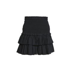 Etoile Isabel Marant "Naomi" tiered mini skirt High-rise smocked waistband  Hem falls above the knee Circle-cut silhouette Slip-on style  Cotton/viscose Lining: Cotton Dry clean Imported Black Tiered Gathered Skirt, Chic Ruched Smocked Dress With Tiered Skirt, Chic Smocked Dress With Ruched Tiered Skirt, Chic Smocked Dress With Tiered Skirt, Chic Mini Skirt With Smocked Bodice, Ruched Tiered Skirt Smocked Dress, Chic Tiered Mini Skirt With Smocked Back, Fitted Tiered Mini Skirt With Elastic Waistband, Smocked Dress With Flowy Tiered Skirt