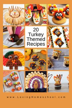 turkey themed recipes are featured in this collage