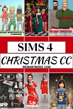 collage of sims 4 christmas cc Pajamas Christmas, Trees Christmas, Holiday Sweater