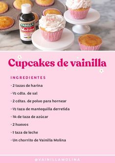 cupcakes de vainilla recipe with ingredients