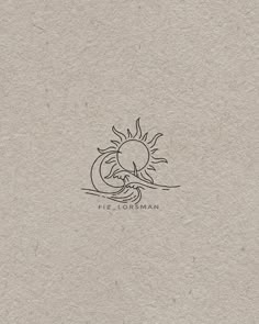 a drawing of a sun over the ocean with waves coming up from it's center