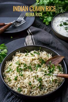 Jeera rice - One whiff of this aromatic, fluffy basmati rice tempered with cumin seeds is enough to get your taste buds tingling. Learn how to make this flavorful rice in less than ten minutes. via @simmertoslimmer Cumin Rice, Flavorful Rice, Healthy Indian Recipes, Sticky Rice, Indian Food Recipes Vegetarian