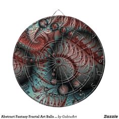 an artistically fractal art design on a dart board with darts in it