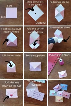 how to make an origami heart out of paper with pictures on the side