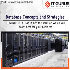 a large data center with many servers in it and the words, database concepts and strategies