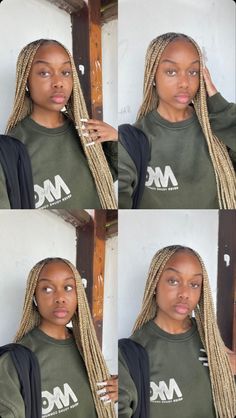 613 Large Knotless Braids, Honey Blonde Braids On Dark Skin, Blonde Braids On Black Women, Braids For Dark Skin Women, 613 Braids Black Women, Blonde Braids Dark Skin, Blonde Braids On Dark Skin, Blonde Braids Black Women Dark Skin