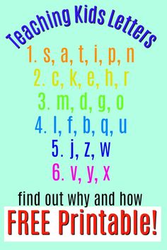 a poster with the words free printable for teaching kids letters