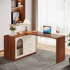 L - Shaped Computer Desk, Corner Office Desk with Reversible Storage Cabinet Tribesigns Corner Office Desk, Small Room Desk, L Shaped Computer Desk, Kitchen Appliance Set, L Shaped Office Desk, Large Computer Desk, Desk Corner, Desk With Drawer, Corner Desk Office