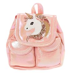 Claire's Club Iridescent Unicorn Mini Backpack - Pink Koala Plush, Beachy Nails, Kawaii Bedroom, Claire's Accessories, Princess Bedroom, Baby Playpen, Unicorn Backpack, Owl Plush, Mini Backpacks