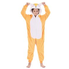 PRICES MAY VARY. Made of soft and fluffy fleece, make your child feel cozy and warm all night long Cute and vivid animal character hood, bring your child's imagination to life, perfect for halloween or cosplay performance Equipped with 2 pockets at each side for daily essentials, zip at hip back make it convenient to go potty, easy to dress up and remove Perfect gift for any occasion, ideal as xmas gift, birthday gift, etc. Both boy and girl will love it Machine washable, easy to clean and maint Animal Costumes For Boys, Kids Fox Costume, Fox Costume, Onesie Costumes, Animal Onesie, Kids Flannel, Animal Character, Orange Fox