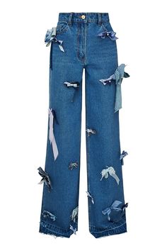 Dessa Bow Jeans | LoveShackFancy.com Bow Jeans, Flannel Shorts, Fall Flannel, Swim Pants, Denim Hat, Denim And Lace, Fall Shopping, Dreams Come True, Jeans For Sale