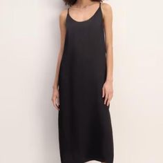 Everlane Japanese Goweave Slip Dress In Black, Size 2, New With Tags Black Sleeveless Unlined Midi Dress, Casual Black Slip Dress For Beach, Black Unlined Maxi Dress, Chic Unlined Black Maxi Dress, Chic Black Unlined Maxi Dress, Black Midi Slip Dress For Beach, Chic Everlane Midi Dress, Everlane Midi Dress For Daywear, Casual Black Unlined Maxi Dress