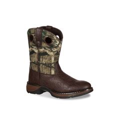 Durango-Little Kid Western Cowboy Boot - Kids' He will love wearing his Little Kid Western cowboy boot from Durango. The pull up holes will help put on his boots all by himself while the camouflage finish will give him a sporty look! Click here for Kids Size Guide. Durango Kid, Kids Boots Boys, Durango Boots, Mossy Oak Camo, Hey Dudes, Rounded Toe Boots, Boys Boots, Mossy Oak, Cowboy Boot