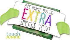 an extra special year candy wrapper with the words, let's make this an extra special year