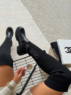 Round Toe Heels, Shoe Closet, Long Boots, Thick Heels, Large Fashion, Boots Outfit, Thigh High, Over The Knee Boots, Knee High Sock