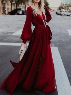 Belted Maxi Dress, Long Sleeve Chiffon Dress, Dresses Formal Elegant, Dress Sash, Chiffon Fashion, Split Maxi Dress, Chiffon Long Sleeve, Kaftan Dress, Lantern Sleeve