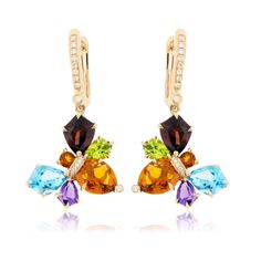 Rainbow Mixed Gemstone Queen Bee & Diamond Dangle Earrings Bellarri Jewelry, Sparkly Jewelry, Diamond Dangle Earrings, Bee Earrings, Tiny Diamond, Queen Bee, Queen Bees, Rose Gold Earrings, Rainbow Colors