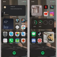 two iphone screens showing the home screen and app icons