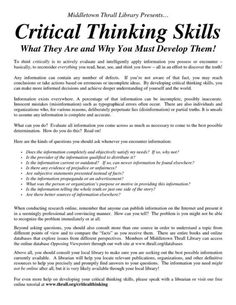 an article about the skills needed to write a research paper on critical thinking and what they mean