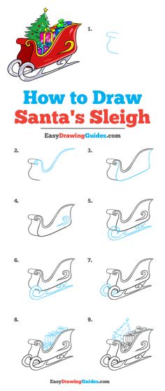 how to draw santa's sleigh for kids