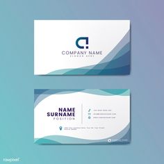 two business cards with the letter d on them, both in blue and white colors