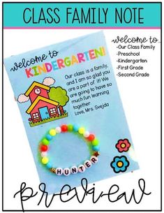 a handmade bracelet with the words welcome to kindergarten on it