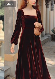 Chic Midi Velvet Dress With Puff Sleeves and Square Neckline Closed Back Bridesmaid or Evening Dress Customizable Personalizable - Etsy Velvet Dress Outfit Winter, Velvet Dress Winter, Elegant Velvet Dress, Midi Velvet Dress, Formal Dress For Wedding, Long Sleeve Formal Dress, Formal Dress For Wedding Guest, Velvet Dresses Outfit, Sleeve Formal Dress