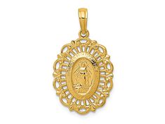 14K yellow gold solid oval shaped Miraculous medal pendant with polished and satin finish. Measures approximately 0.86 inches long x 0.61 inches wide. Gold Oval Pendant With Hallmark, Elegant Oval Miraculous Medal Jewelry, Oval Miraculous Medal In Yellow Gold Jewelry, Yellow Gold Oval Miraculous Medal Jewelry, Oval Miraculous Medal Jewelry For Anniversary, Oval Miraculous Medal Yellow Gold Jewelry, Miraculous Medal, Broken Chain, Pearl Strands