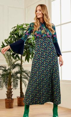 Design Long Dress, Floral Patterns, Dresden, Open Air, Czech Republic, Long Dress, Floral Pattern, Blue Color