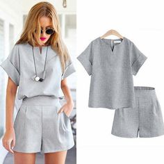 Shorts And Top, Female Office, Office Suit, Set Outfits, Bohemian Women, Shorts Style, Pant Length, Summer Style Casual, Suit Set