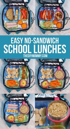 Easy No-Sandwich School Lunch Ideas Cold Lunch Ideas For Kindergarteners, Easy Kids Lunch Ideas For School, Cold School Lunch Ideas, Cold Lunch Ideas For Kids, Kids School Lunch Ideas, Cold School Lunches, Lunches For Kids, Non Sandwich Lunches, Easy Lunches For Kids