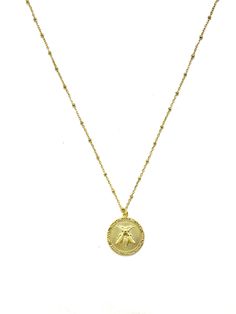 Golden Stainless Steel Bee Satelite Style Necklace - Length: From 23" Style Necklace, Necklace Length, Necklace Lengths, Bee, Stainless Steel, Quick Saves